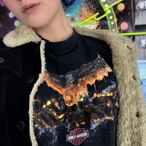 Harley Davidson Black Size L flames bike fire cool